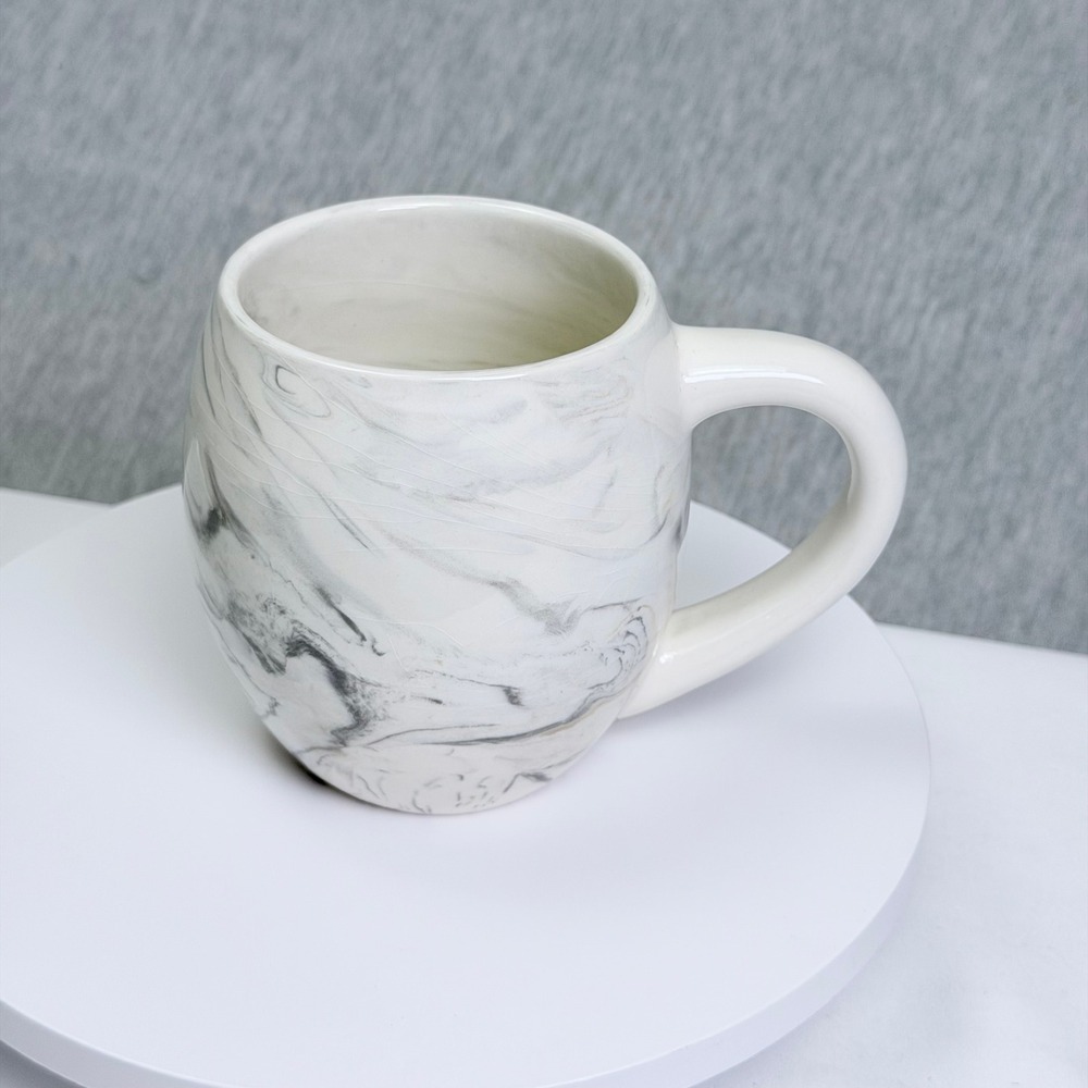 Secret Celebrity Marble Swirl Coffee Mug Gray White Ceramic Rounded Cup RN143627